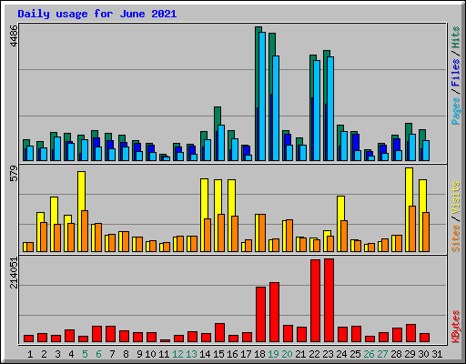 Daily usage for June 2021