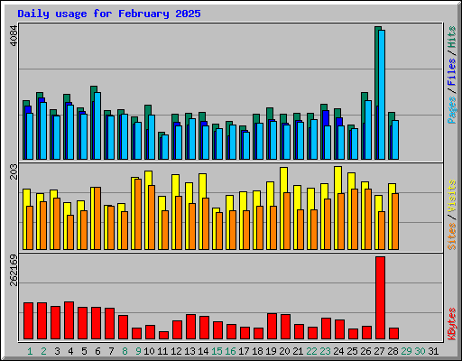 Daily usage for February 2025